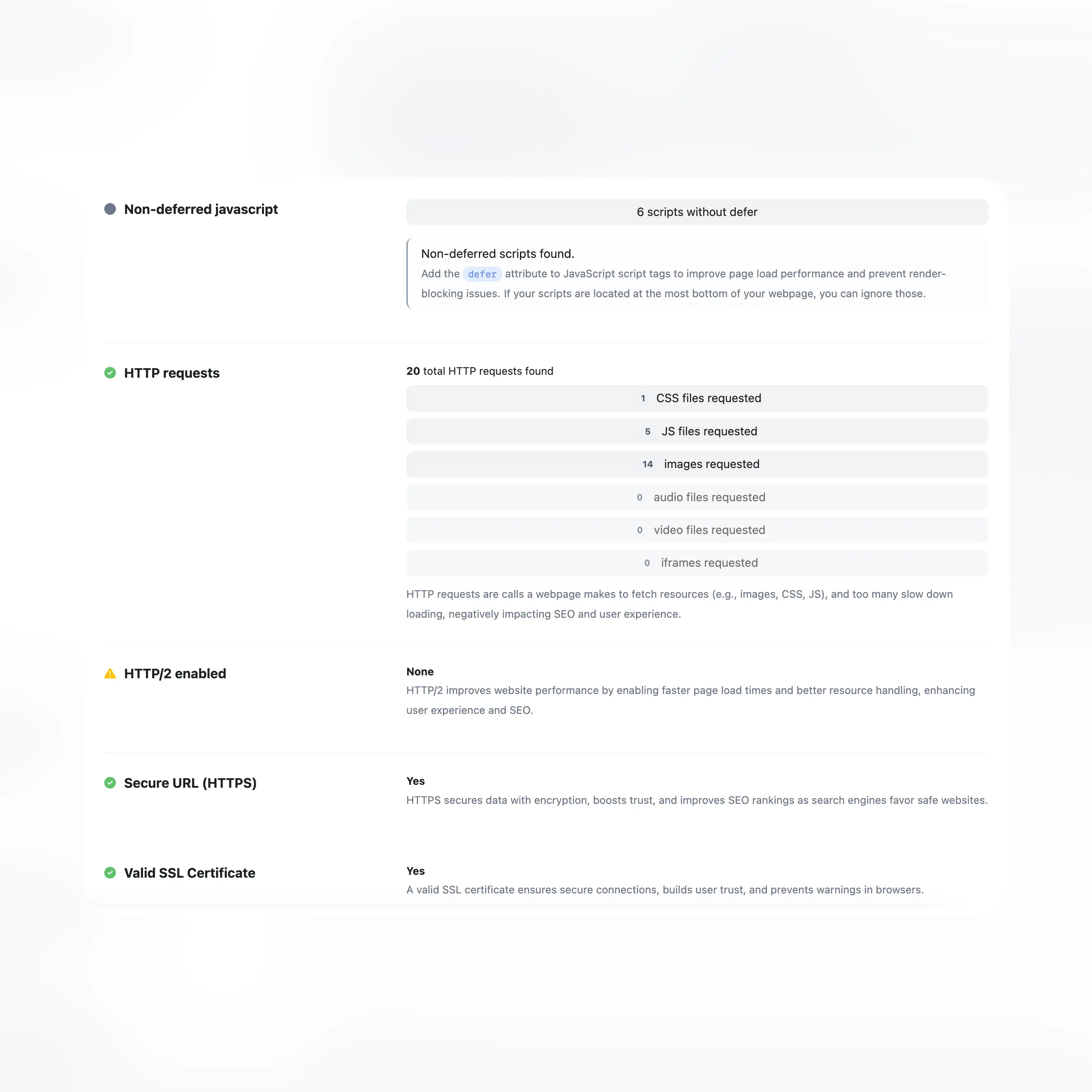 Снимок тестов аудита приложения