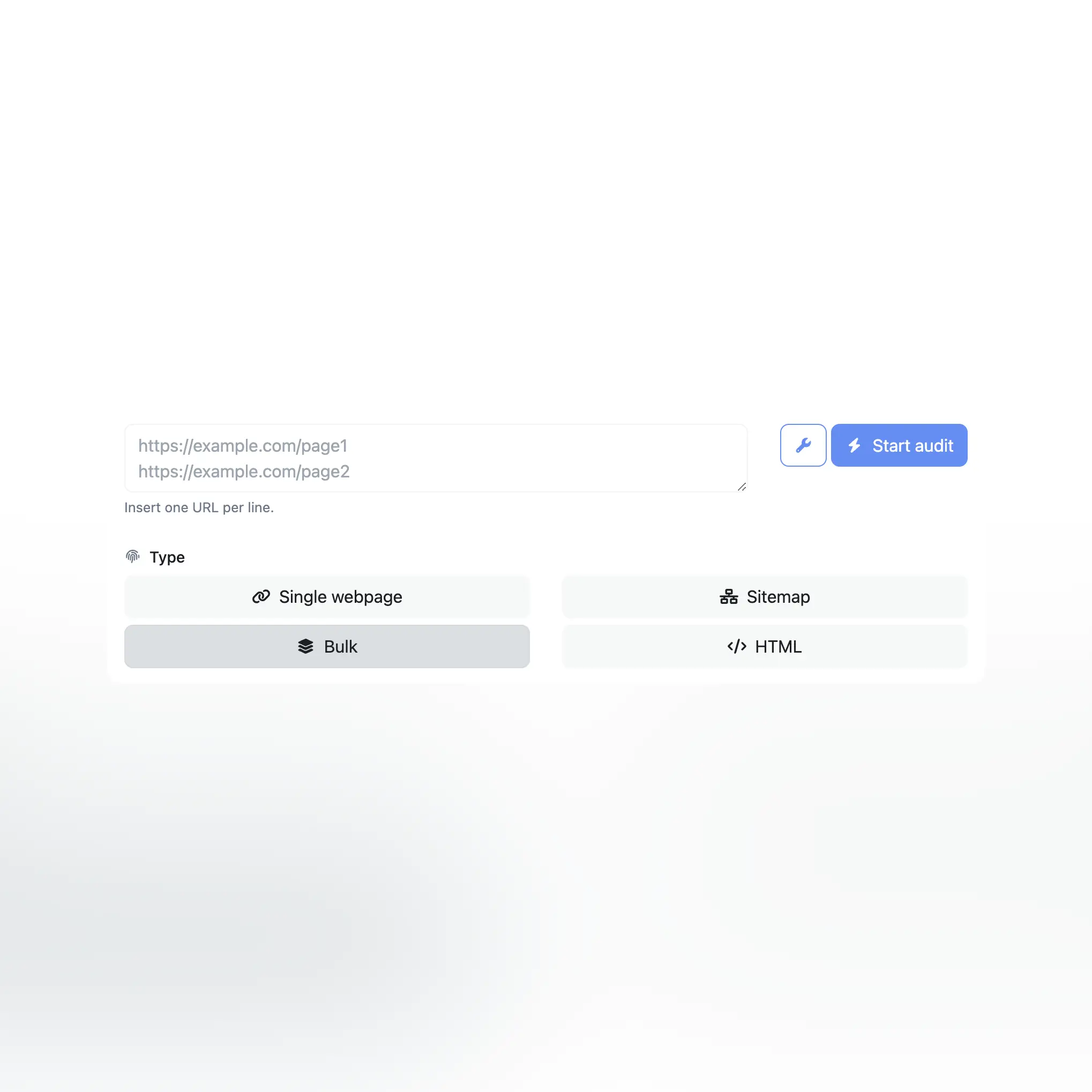 Снимок формы генератора аудита приложения